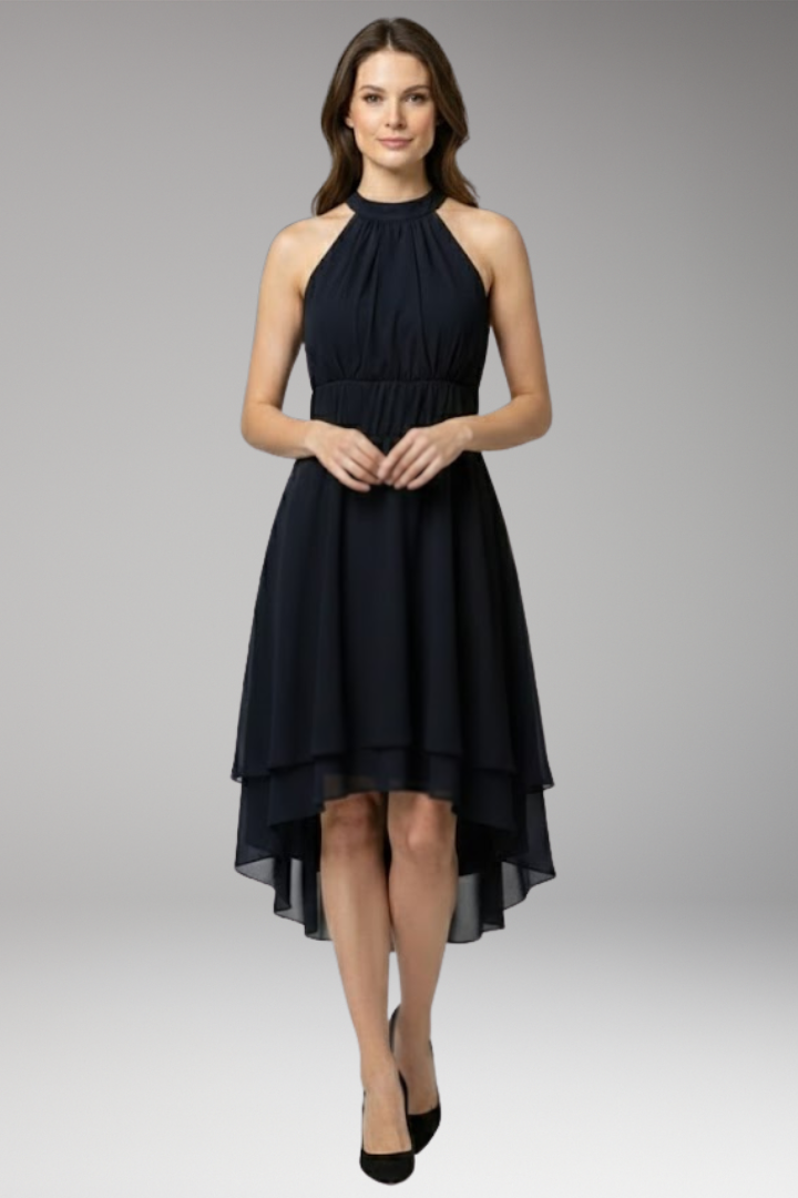 Women's Dress with Ruffles and Round Neck