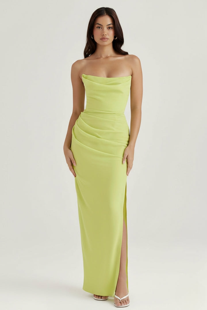 Women's Dress with Slit and Flowing Silhouette