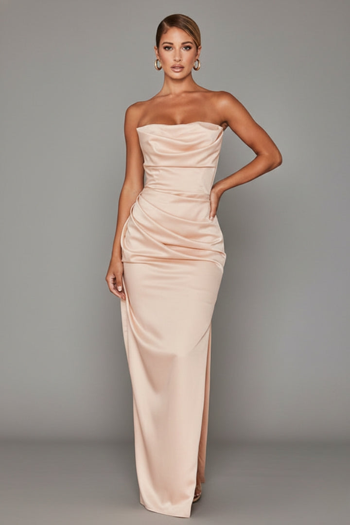 Women's Dress with Slit and Flowing Silhouette