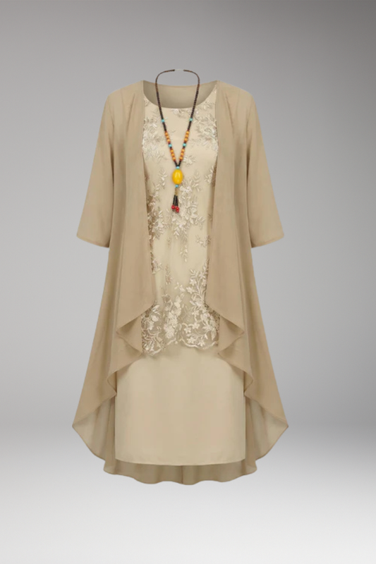 Women's Dress with Smocked Design and Patchwork Details