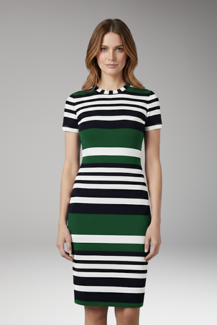 Women's Dress with Stripes and Tailored Fit
