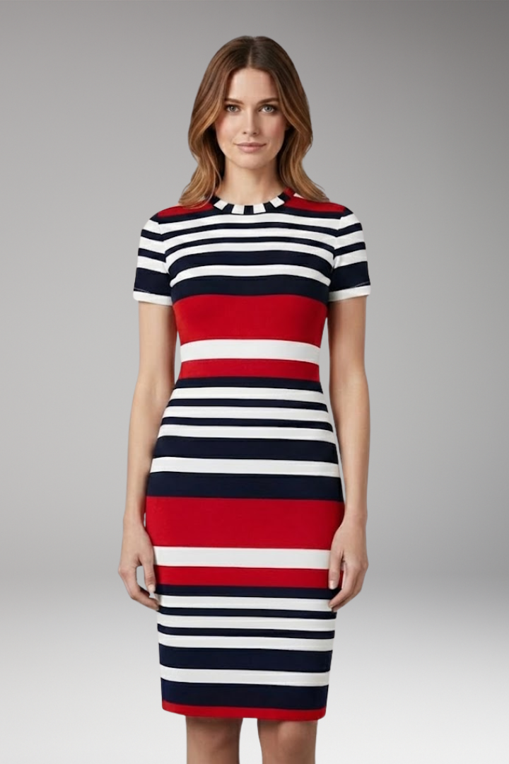 Women's Dress with Stripes and Tailored Fit