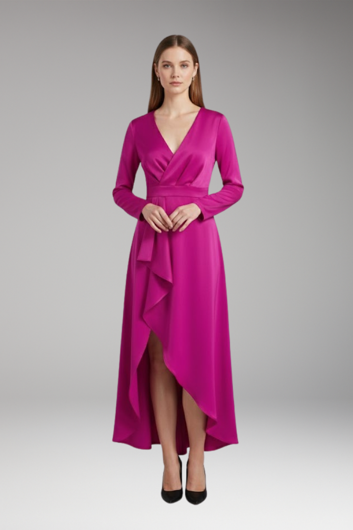 Women’s Dress with V-Neck and Asymmetrical Shape