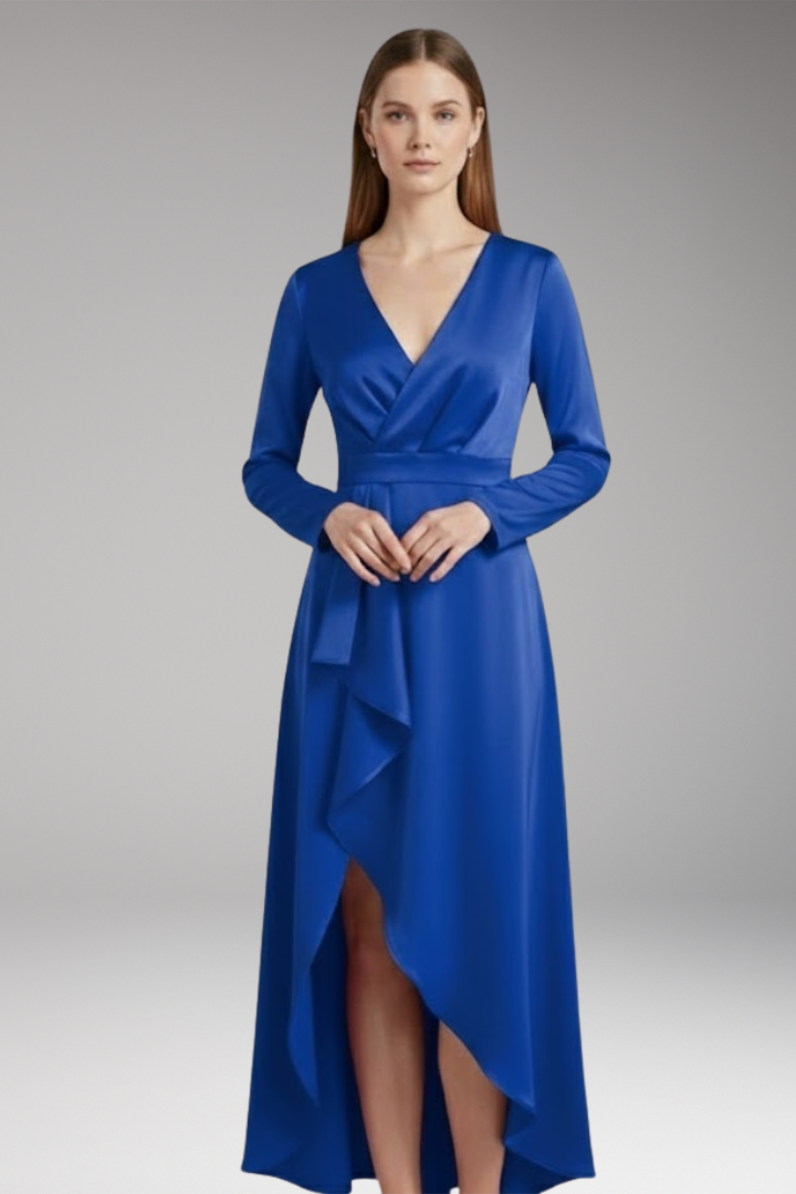 Women’s Dress with V-Neck and Asymmetrical Shape