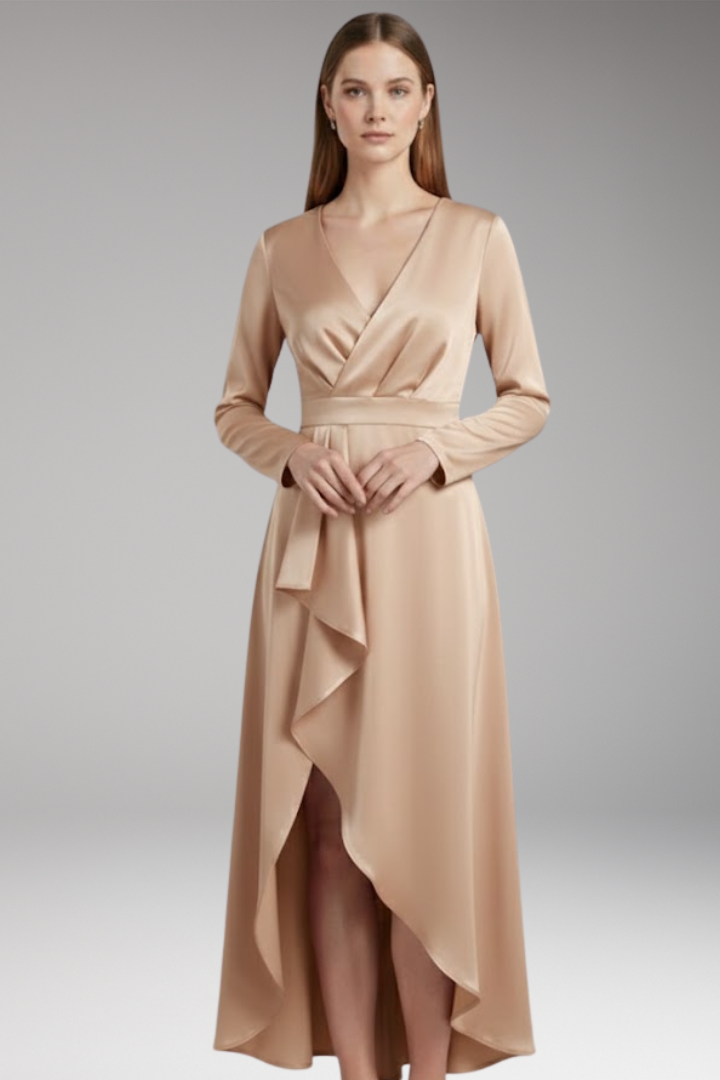 Women’s Dress with V-Neck and Asymmetrical Shape