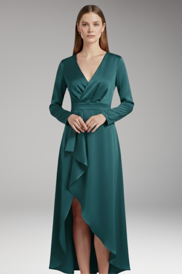 Women’s Dress with V-Neck and Asymmetrical Shape