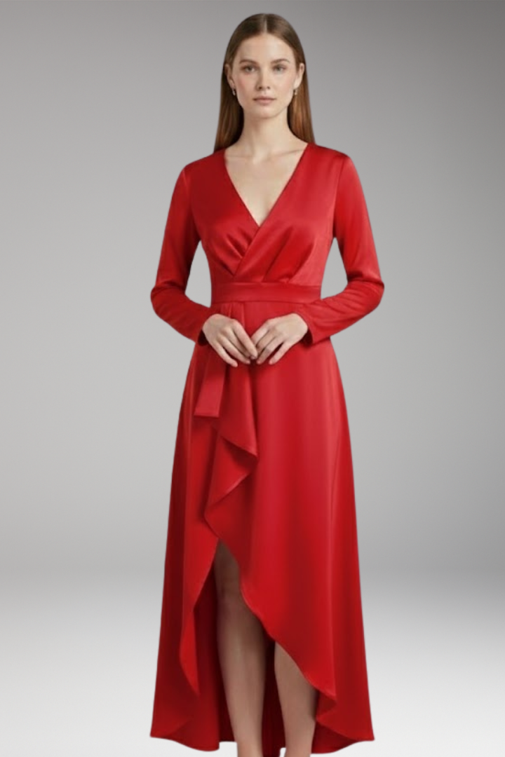 Women’s Dress with V-Neck and Asymmetrical Shape