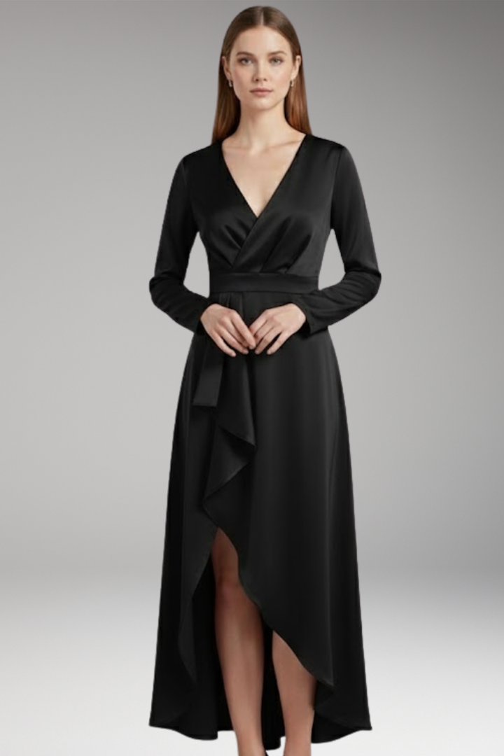 Women’s Dress with V-Neck and Asymmetrical Shape