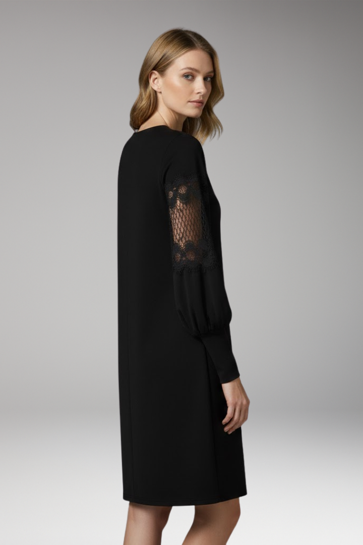 Women's Dress with V-Neck and Balloon Sleeves