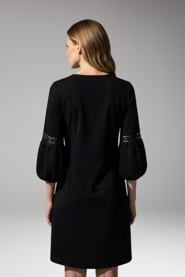 Women's Dress with V-Neck and Balloon Sleeves
