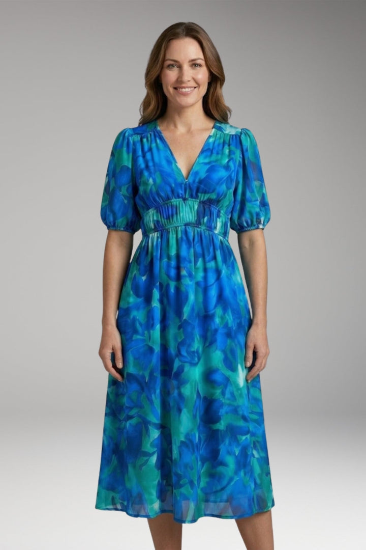 Women’s Dress with V-Neck and Elastic Waist