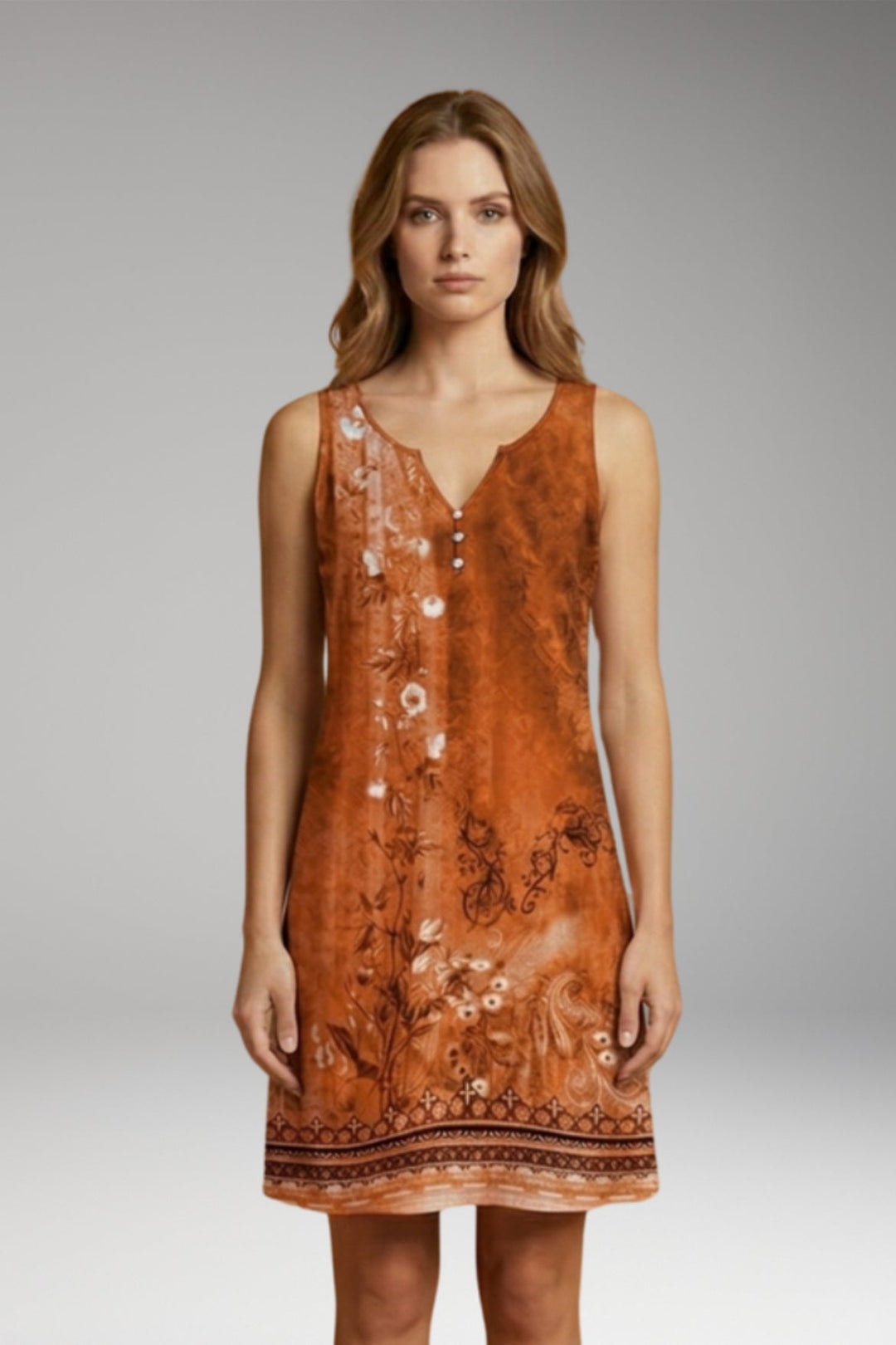 Women’s Dress with V-Neck and Sleeveless Design