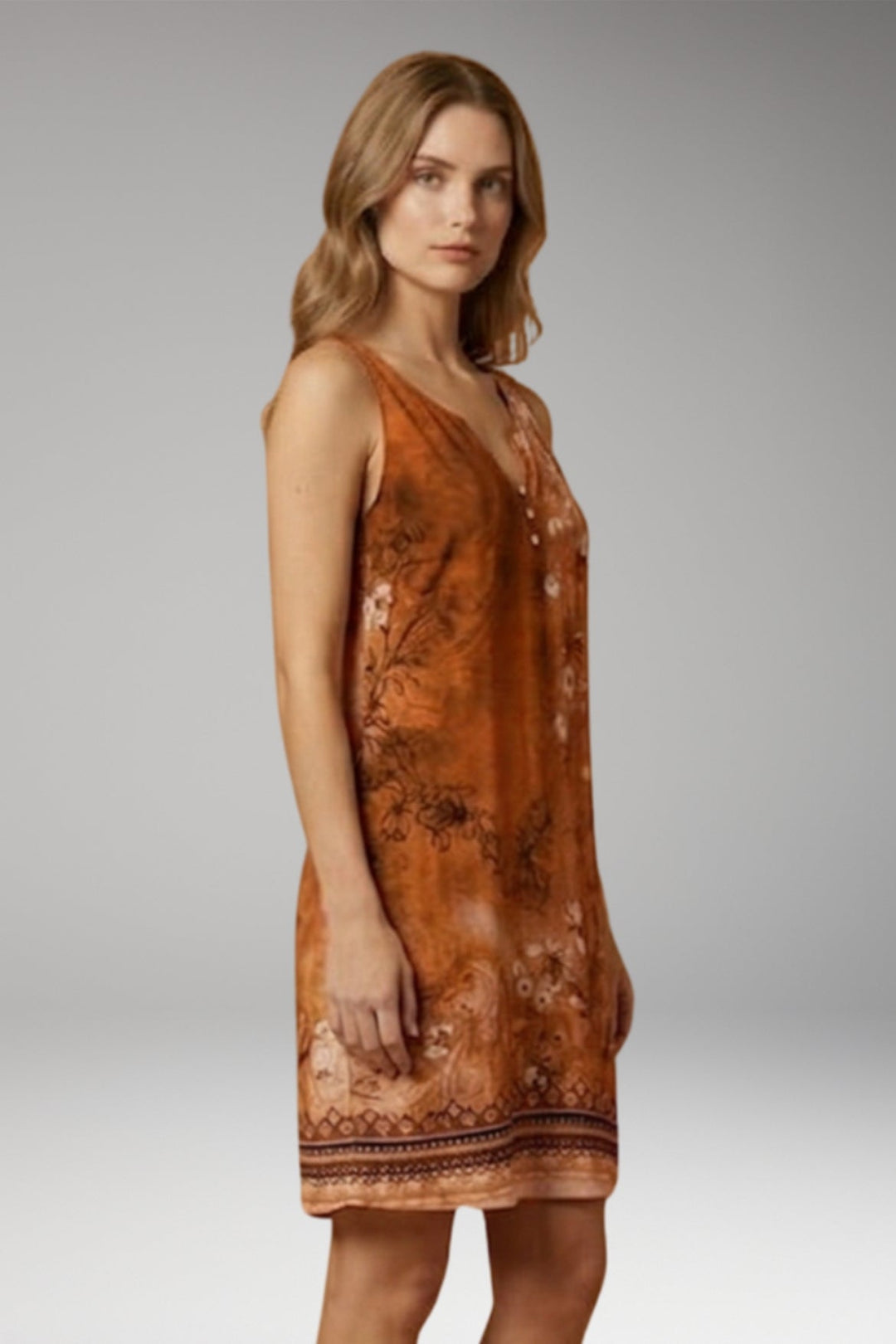 Women’s Dress with V-Neck and Sleeveless Design