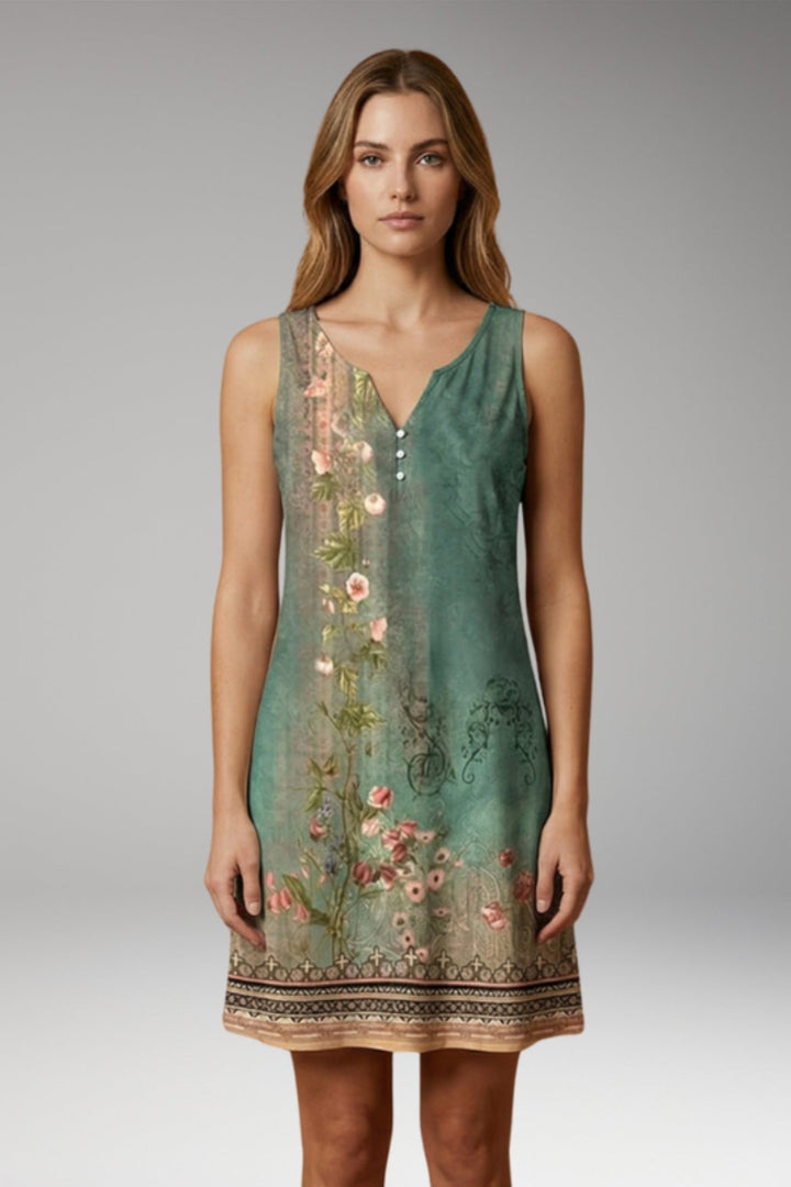 Women’s Dress with V-Neck and Sleeveless Design