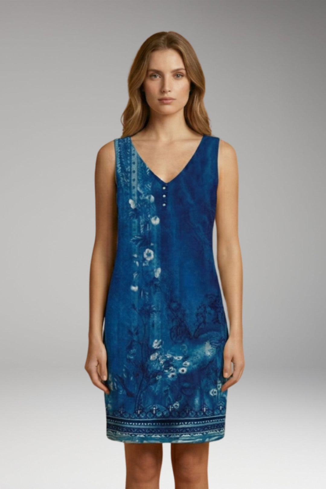 Women’s Dress with V-Neck and Sleeveless Design