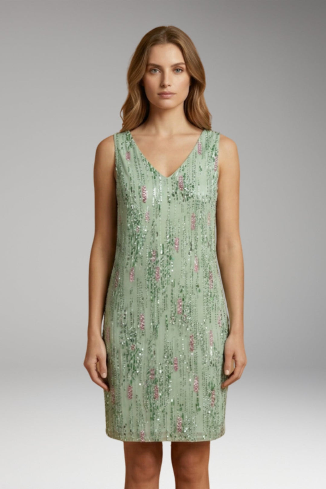 Women’s Dress with V-Neck and Sleeveless Design