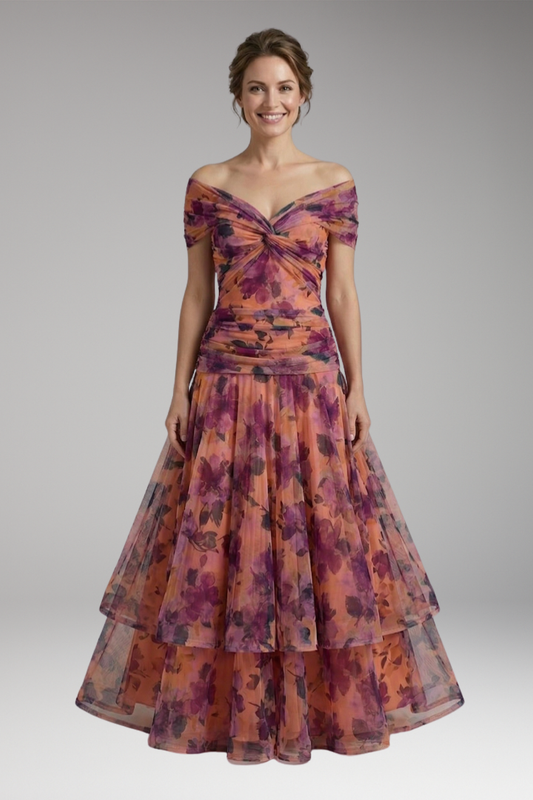 Women's Dress with V-Neckline and Pleated Waist
