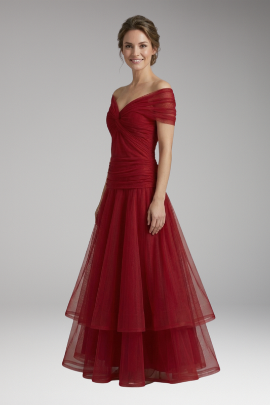 Women's Dress with V-Neckline and Pleated Waist