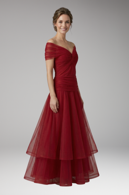 Women's Dress with V-Neckline and Pleated Waist