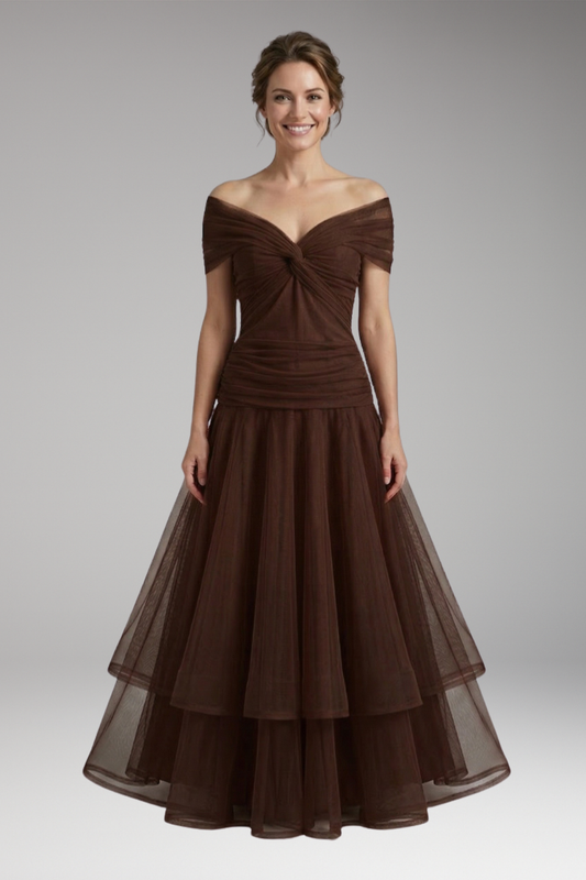 Women's Dress with V-Neckline and Pleated Waist