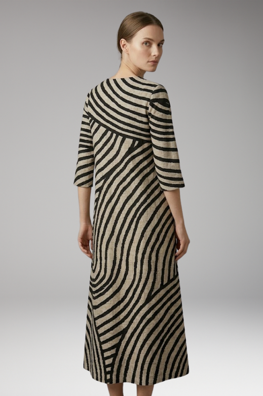 Women's Dress with V-Neckline and Side Pockets