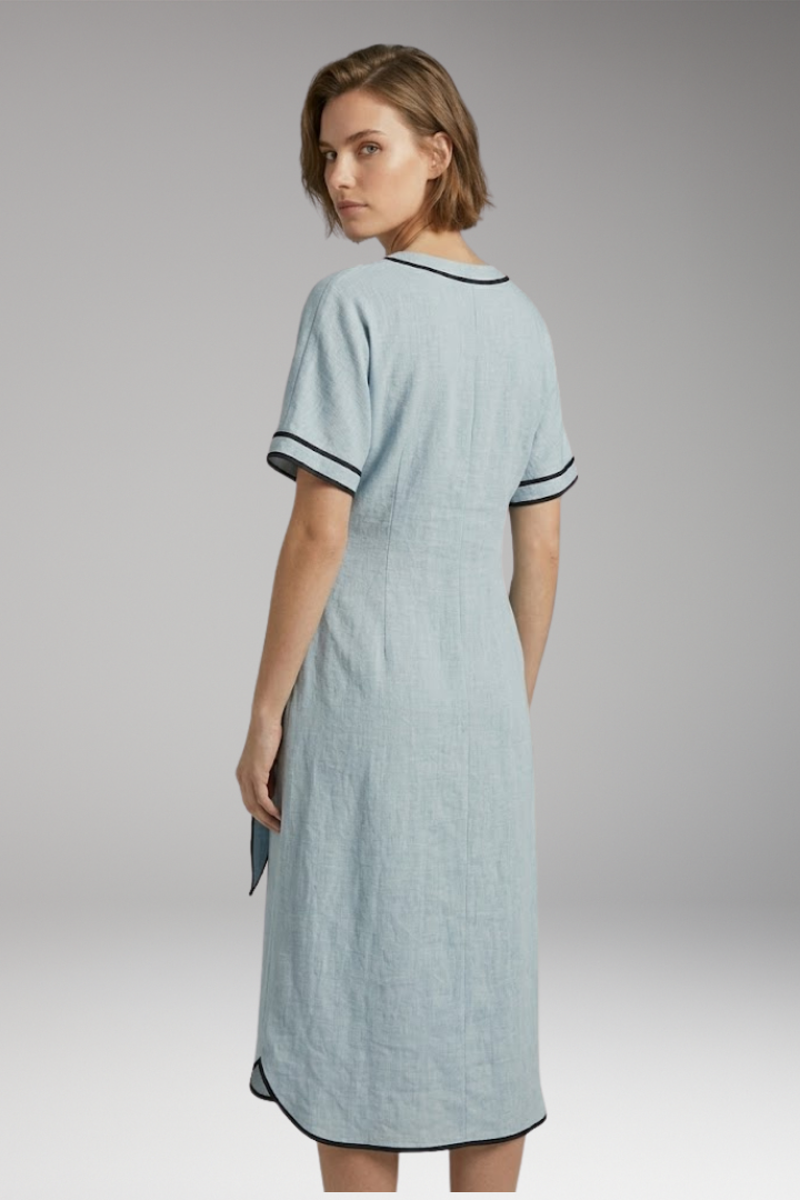 Women’s Dress with V Neck and Draped Waist