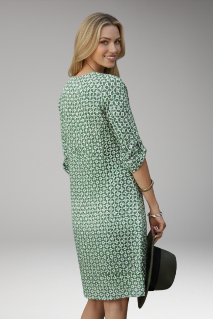 Women's Dress with V Neck and Printed Pattern