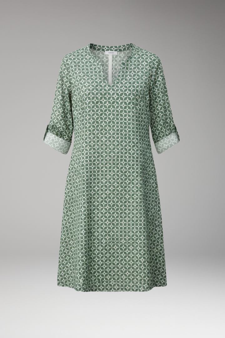 Women's Dress with V Neck and Printed Pattern