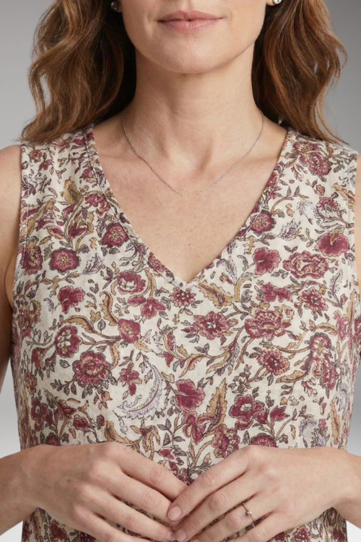 Women’s Dress with V-Neck and Floral Print