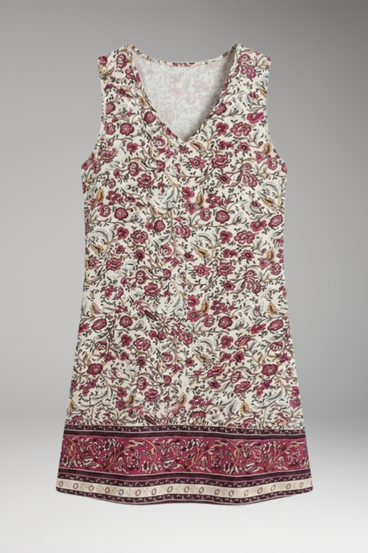 Women’s Dress with V-Neck and Floral Print