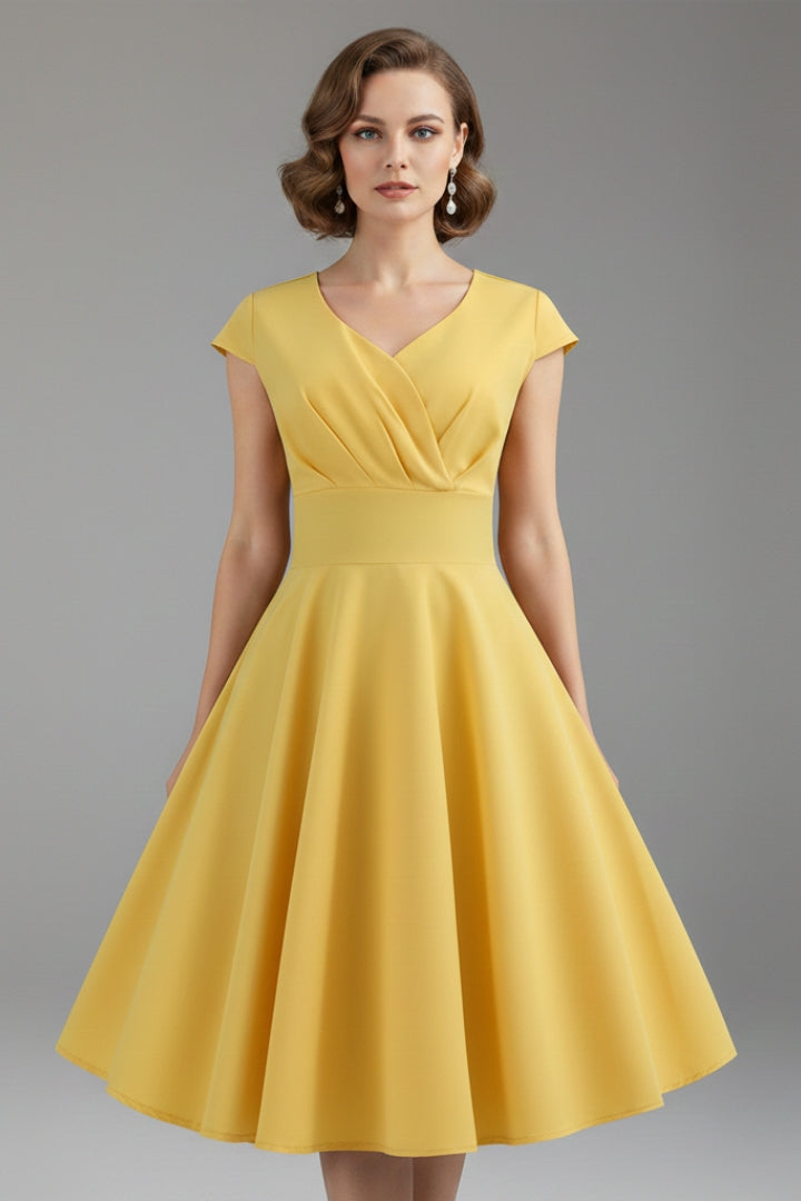 Women's Dress with Waist Cut and Flowing Hem