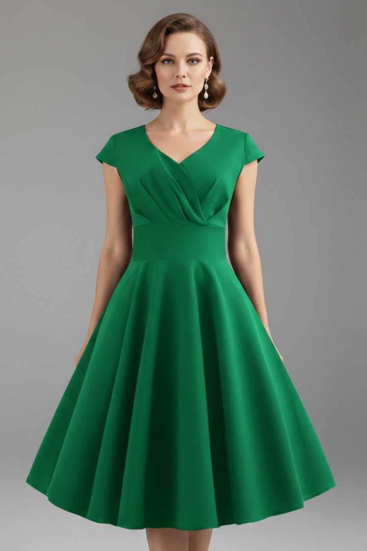 Women's Dress with Waist Cut and Flowing Hem