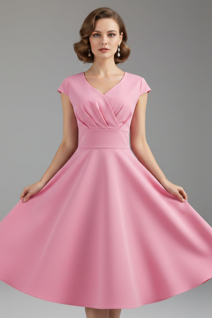 Women's Dress with Waist Cut and Flowing Hem