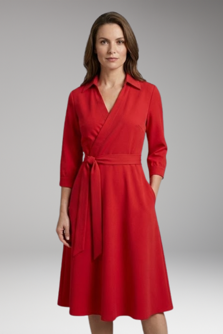 Women's Dress with Wrap Design and Side Pockets