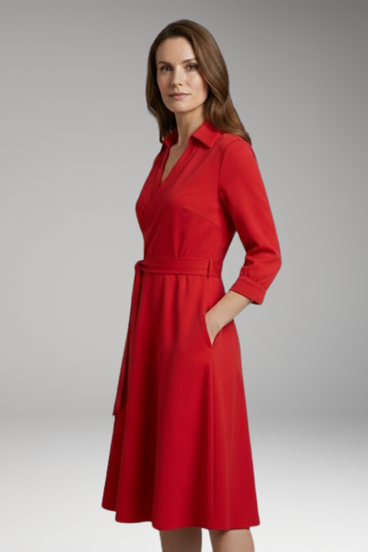 Women's Dress with Wrap Design and Side Pockets