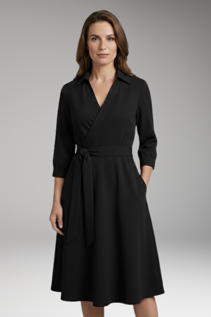 Women's Dress with Wrap Design and Side Pockets