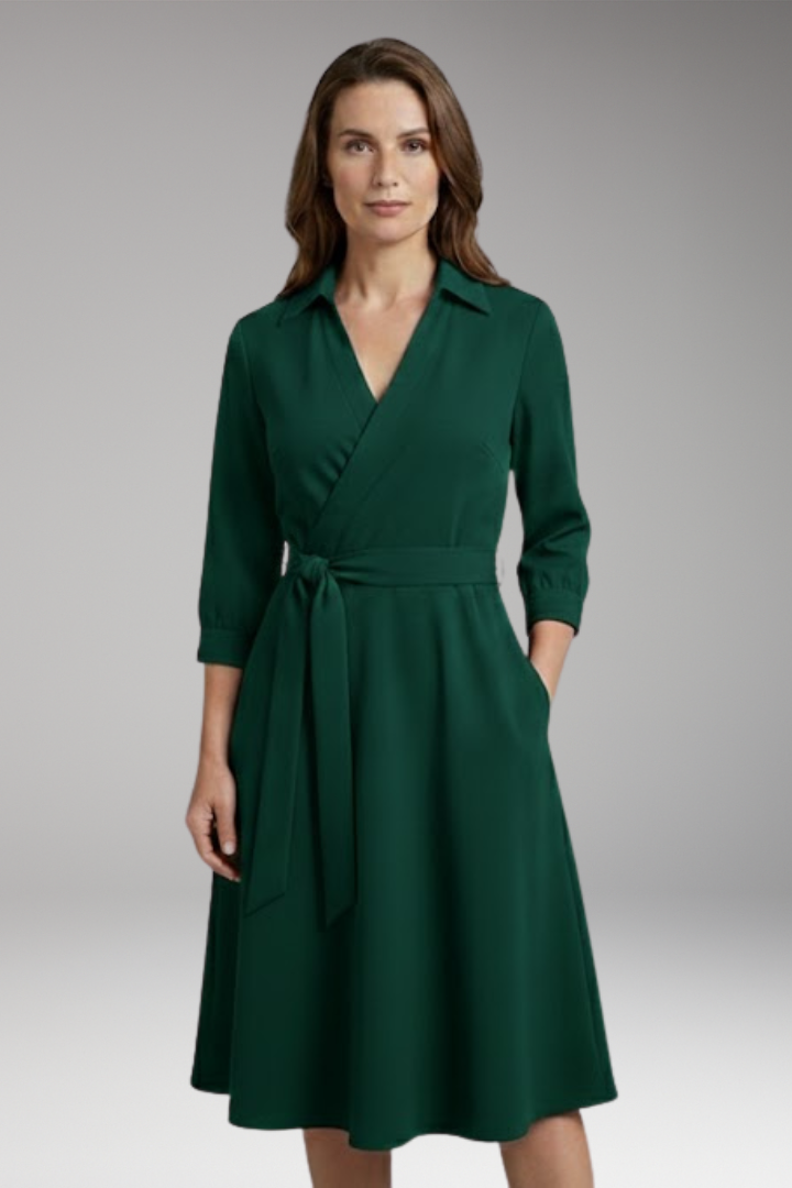 Women's Dress with Wrap Design and Side Pockets