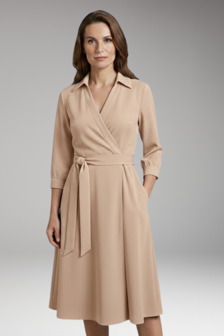Women's Dress with Wrap Design and Side Pockets