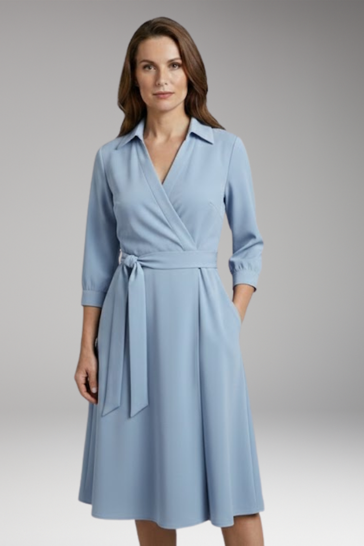 Women's Dress with Wrap Design and Side Pockets
