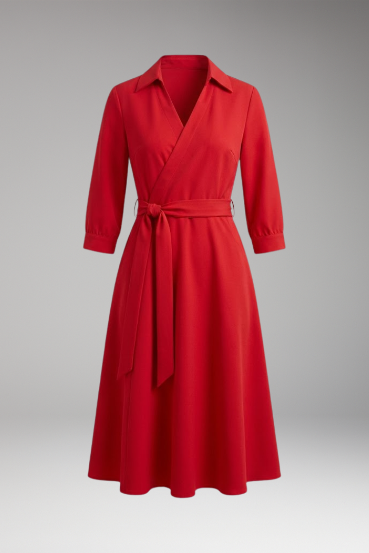 Women's Dress with Wrap Design and Side Pockets