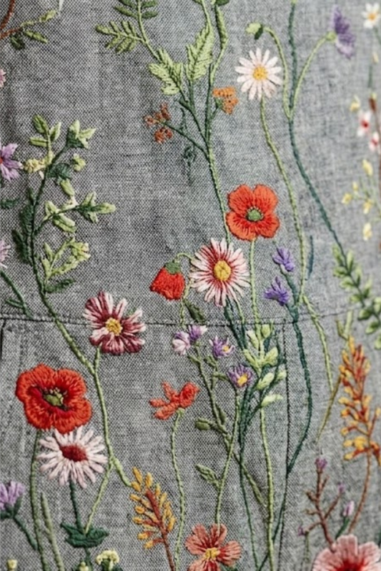 Women's Dungarees with Printed Surface and Wide Legs