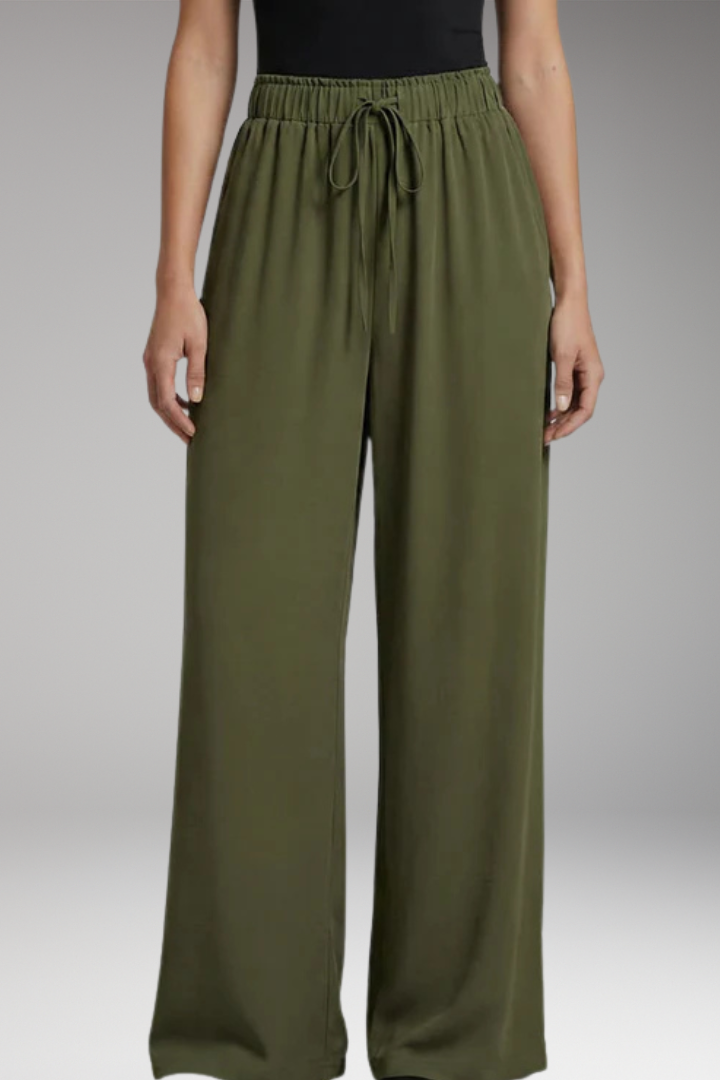 Women's Elastic Waist Trousers with Side Pockets