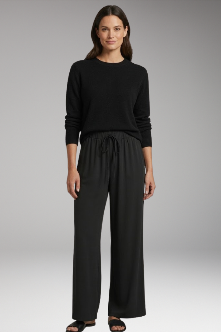 Women's Elastic Waist Trousers with Side Pockets