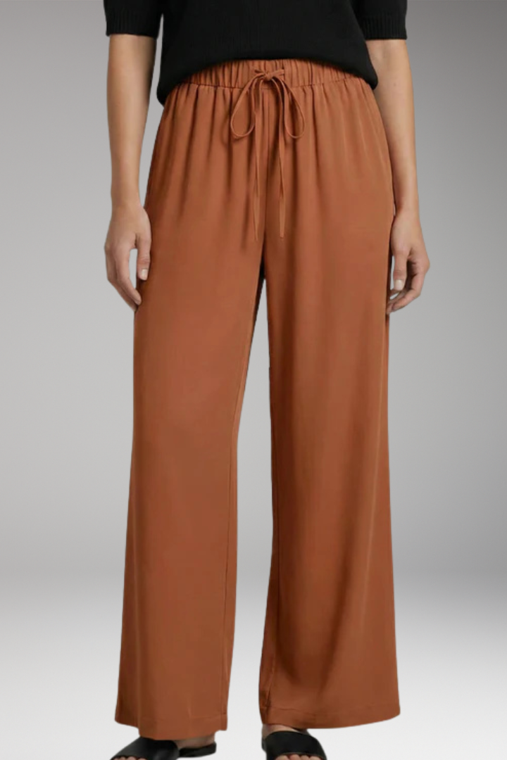 Women's Elastic Waist Trousers with Side Pockets