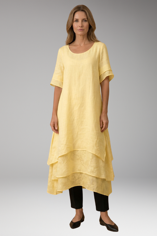Women's Elegant Dress with Open Neckline and Flowing Fit