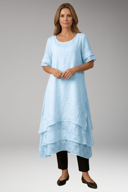 Women's Elegant Dress with Open Neckline and Flowing Fit