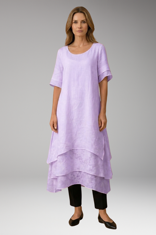 Women's Elegant Dress with Open Neckline and Flowing Fit