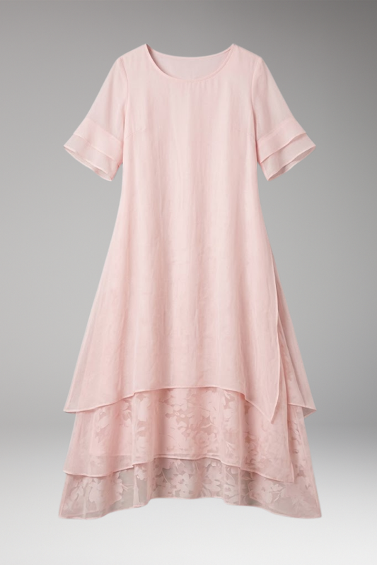Women's Elegant Dress with Open Neckline and Flowing Fit