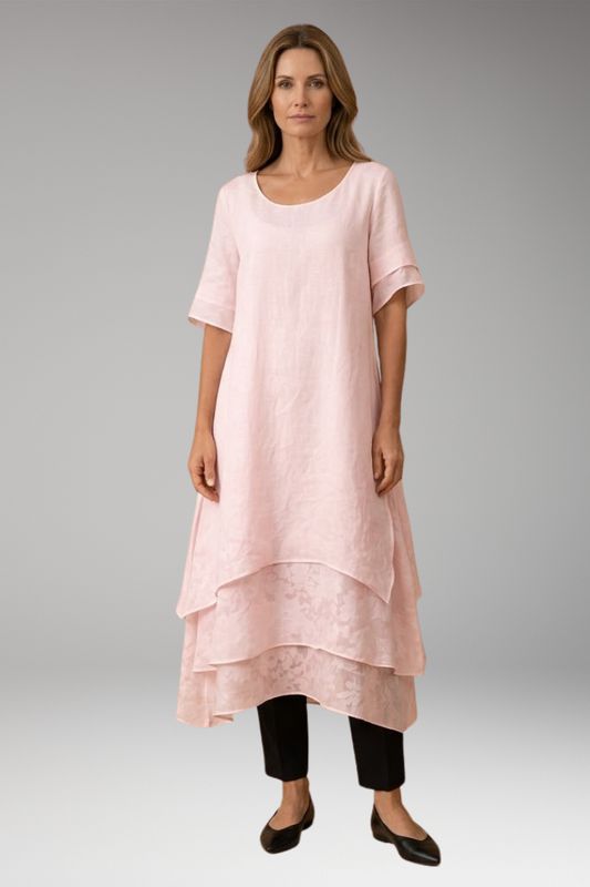 Women's Elegant Dress with Open Neckline and Flowing Fit