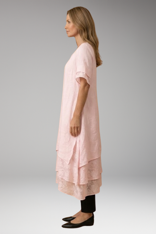 Women's Elegant Dress with Open Neckline and Flowing Fit